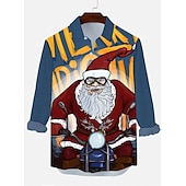 abordables Tenue de Père Noël-chemises imprimées père noël pour hommes chemises père noël imprimés graphiques rabattu blanc / noir vert vert clair noir / rouge rouge impression 3D rue manches longues boutonnée vêtements imprimés
