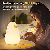 economico Lucine notturne per bambini e neonati-anatra ha condotto le luci notturne simpatica lampada in silicone ricaricabile usb sensore di temporizzazione lampada da comodino per camera da letto regalo per bambini
