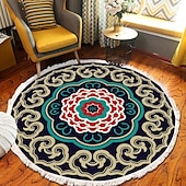 preiswerte Wohn- und Schlafzimmerteppiche-Runder Teppich mit Mandala-Quaste im Ethno-Stil, Wohnzimmer, Schlafzimmer, Couchtisch, Bodenmatte