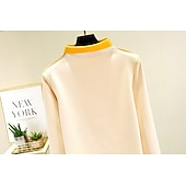 economico T-shirt semplice-Per donna Maglieria intima Camicia di fondo Tinta unica Caldo sfocato Pile Sherpa Manica lunga A collo alto Collo di pile Top regolari Strada Informale Nero Giallo Rosa Blu marino Cachi Autunno