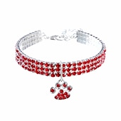 cheap Dog Collars, Harnesses &amp; Leashes-2 Pcs Dog Collars Chain for Small Medium Dogs Iced Out Crystal Stones Tennis Bling Collar Chain for Pet Puppy- Silver