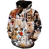 baratos Moletons masculinos com capuz-Homens Gráfico Animal Moletom Moletons Moletom Manga Longa Moletom com capuz Com Capuz Básico Impressão 3D Diário Preto Branco Designer