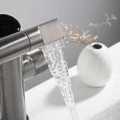 abordables Robinets de lavabo-Robinet de lavabo de salle de bain, robinet de lavabo multifonction à affichage numérique, robinet de bain rotatif à un trou en laiton (blanc/gris pistolet/noir)
