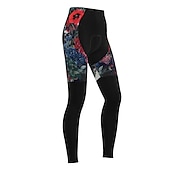 abordables Pantalons, shorts et jupes pour femmes-Femme Cuissard Long Collant Velo Vélo Pantalons Collants VTT Vélo tout terrain Vélo Route Des sports Graphic Botanique Floral Noël laid Chaud La peau 3 densités Respirable Séchage rapide Noir Rouge