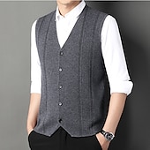 abordables Gilet-Homme Pull Gilet Robe pull Pull en laine A côtes Tricoter Tricoté Rayure Col V Moderne contemporain Coréen Usage quotidien Sortie Vêtement Tenue Sans Manches Printemps &amp; Automne Noir Rouge M L XL
