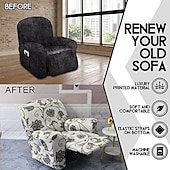 cheap Recliner Chair Cover-Recliner Covers Slipcovers Super Stretch Floral Printed Sofa Couch Cover Non Slip 1 Seater Lazy Boy Chair Covers Furniture Protector with Side Pocket for Living Room