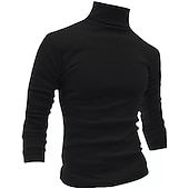 billiga grundläggande t-shirts-Herr Långärmad tröja Långärmad Polokrage Vår &amp; Höst Semester Helgen Vin Mörkgrå Svart Topp t-shirt för män