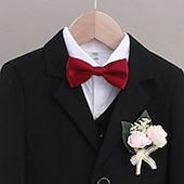 billiga Pojkes formella kostym-5 delar Ringbärarkostym Pojkar Barn Kostym Formell kostym Kostym och blazer Skjorta och byxa Formell Ledigt Grundläggande Ensfärgat Svart väst + byxor + skjorta med fluga Konstsilke