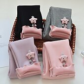 Barn Flickor Fleecefodrade Leggings Tecknat Aktiv Rynkad Skola Bomull 3-7 år Höst Svart Rodnande Rosa Purpur billiga Underdelar-Barn Flickor Fleecefodrade Leggings Tecknat Aktiv Rynkad Skola Bomull 3-7 år Höst Svart Rodnande Rosa Purpur