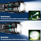 cheap Flashlights-High-power LED Rechargeable Flashlight with 30W Lamp Beads Portable Torch 7 Lighting Modes Zoomable Waterproof Camping Light