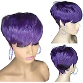 economico Parrucche di altissima qualità-parrucca di capelli corti parrucche per le donne nere short pixie cut parrucche per le donne nere breve rettilineo parrucche nere delle signore parrucche sintetiche corte per le donne nere donne
