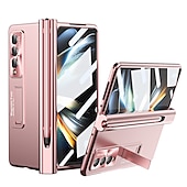 Χαμηλού Κόστους Samsung Θήκη-τηλέφωνο tok Για Samsung Galaxy Z Fold 5 Z Fold 4 Z Fold 3 Πίσω Κάλυμμα Προστατευτικό φακού κάμερας Σταντ ποδηλάτου με στυλό S Μονόχρωμο Ψημένο γυαλί PC Μεταλλικό