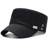 cheap Men&#039;s Hats-Men&#039;s Military Cap Cadet Hat Black Army Green Polyester Pure Color Fashion Classic &amp; Timeless Chic &amp; Modern Outdoor Daily Pure Color Portable Breathable