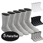 abordables Calcetines de running-Calcetines Deportivos 5 pares Tripulación de cojín Hombre Calcetas Calcetines de tubo A prueba de resbalones Transpirable Dispersor de humedad Suave Eslático Aptitud física Entrenamiento de gimnasio
