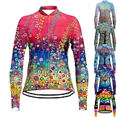 abordables Maillots de mujer-Mujer Maillot de Ciclismo Flores Botánica Manga Larga Bicicleta Camiseta con 3 bolsillos traseros MTB Bicicleta Montaña Ciclismo Carretera Secado rápido Bandas Reflectantes Bolsillo trasero Dispersor