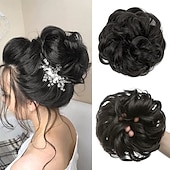 cheap Chignons-Messy Hair Buns Hair Piece Curly Hair Scrunchies for Women Girls Hairpieces Wavy Donut Hair Pieces Hair Bun Updo Hair Chignons