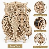 cheap Jigsaw Puzzles-3D Wooden Puzzle For Adults Owl Clock Model Kit Desk Clock Home Decor Unique Gift For Kids On Birthday/Festival Day