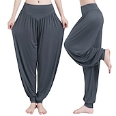 voordelige wijde pijpen en hoge taille-dames harembroek ademend sneldrogend vochtafvoerend zumba buikdans yoga bloeiers bodems licht paars wit zwart modal spandex plus size sport activewear hoge elasticiteit losse pasvorm