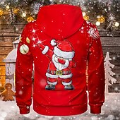 billiga Jultomtens outfit-jul jultomten för män 3d huvtröjor unisex tröja gul röd kungsblå blå grön huva jultomten grafiska tryck print dagliga sport 3d print designer ledig stor och lång vår &amp;amp;  falla