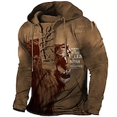 cheap Men&#039;s Lace Up Hoodie-Men&#039;s Animal Graphic Prints Hoodie Hoodies Sweatshirt Pullover Hoodie Sweatshirt Long Sleeve Hooded Sweatshirt Hooded Streetwear 3D Print Casual Daily Sports Black And White White &amp; Green Lace up