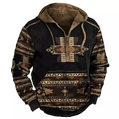 voordelige Vintage Etnische Hoodies-Voor heren Grafische prints Trui met capuchon Hoodies Sweatshirt Hoodies met rits Lange mouw Sweatshirt met capuchon Capuchon Ontwerper 3D-afdrukken Dagelijks Feestdagen Uitgaan blauw Paars Halve
