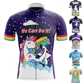 voordelige Heren shirts-Voor heren Wielrenshirt Eenhoorn Grappig Engelse slogan Korte mouw Fietsen Shirt Kleding Bovenlichaam met 3 achterzakken Bergracen Wegwielrennen Sneldrogend Reflecterende strips Achterzak