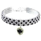 cheap Cat Collars, Harnesses &amp; Leashes-2 Pcs Pearls Diamond Pet Cat Dog Necklace Collar Jewelry with Bling Rhinestones for Pets Cats Small Dogs Female Puppy Chihuahua Yorkies Girl Costume Outfits Adjustable