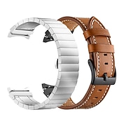 olcso Samsung óraszíjak-Óraszíj mert Samsung Galaxy Watch 7/6/5/4  40/44mm, Watch 5 Pro 45mm, Watch 6 Classic 43/47mm, Watch 4 Classic 42/46mm Rozsdamentes acél Valódi bőr Csere Szíj Fém kapocs Láncos karkötő Karszalag