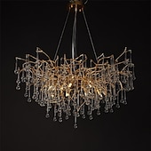 cheap Chandeliers-Chandelier Crystal , Frosted Finish Tree Branch Chandelier, Raindrop Ceiling Pendant Hanging Light Fixture, Blossom Chandeliers for Dining Room, Living Room, Bedroom, Entryway (Dia 31.2&quot; Round)