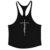 cheap Sports Gym T shirts-Men&#039;s Letter Tank Top Vest Top Undershirt Racer Back Tank Top Sleeveless T shirt U Neck Shirt Stylish Muscle Comfortable Sport Daily Vacation Black White Yellow Summer Clothing Apparel M L XL XXL