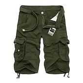 baratos Clássico-Homens Bermuda Cargo Calção Shorts de Trilha Bolsos Tecido Conforto Respirável Comprimento do joelho Trabalho Casual Diário Moda Roupa de rua Exército verde açafrão