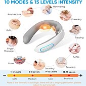 お買い得  ボディマッサージ機-ems 首のツボ リンパマッサージ装置 痛みを軽減するためのインテリジェントな首のマッサージャー