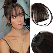 cheap Bangs-Bangs Hair Clip in Bangs Hair Wispy Bangs Clip on Fringe Bangs for Women Air Bangs Flat Neat Bangs with Temples Hairpieces for Daily Wear