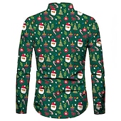abordables Tenue de Père Noël-chemises imprimées père noël pour hommes chemises arbre père noël vacances col classique vert armée vert rouge blanc décontracté manches longues imprimé vêtements vêtements mode style ethnique