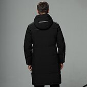 お買い得  メンズダウン＆パーカー-男性用 冬物コート ダウン パフジャケット パーカー アウトドア ビジネス キャンピング＆ハイキング ロング カジュアル 普段着 カジュアル 防風 保温 冬 ピュアカラー ブラック ブラウン グレー パファージャケット
