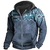 baratos moletons masculinos com zíper-Homens Bloco de cor Estampas Abstratas Moletom Moletons Full Zip Hoodie Manga Longa Moletom com capuz Com Capuz Roupa de rua Impressão 3D Desportos e Ar livre Diário Esportes Preto Vermelho Zíper