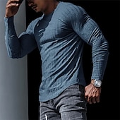 preiswerte Basic-T-Shirts-Herren T Shirt Langarmshirt Langarm Rundhalsausschnitt Frühling &amp; Herbst Einfach Designer Lässig Bequem Straße Sport Ferien Schwarz Weiß Grau Top T-Shirt für Herren