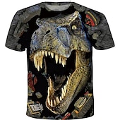 halpa Poikien 3D Eläimet-Lapset Poikien T-paita Tee Eläin Dinosaurus Lyhythihainen Crewneck Lasten toppi Kausaliteetti Tyylikäs Päivittäin Kesä Moniväri 3-12 vuotta