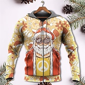 abordables Tenue de Père Noël-Sweat à capuche 3D Père Noël pour homme, veste entièrement zippée, noir, jaune, rouge, violet, imprimé graphique Père Noël, fermeture éclair moche, imprimé sport&amp;amp;extérieur quotidien