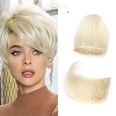 baratos Clip nas extensões-2 pacotes de postiços de 4 polegadas curtos e grossos adicionando grampo de volume de cabelo extra em extensões de cabelo topper de cabelo para cabelo ralo feminino cor cinza/marrom/prata/branco