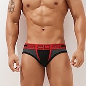お買い得  メンズブリーフ下着-男性用 1 PC ブリーフ プリント スパンデックス ポリ＆コットン混 洗濯可 快適 カラーブロック ローライズ ホワイト ダックグレー