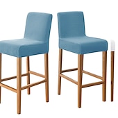 cheap Dining Chair Cover-2 Pcs Stretch Black Bar Stool Pub Burgundy Chair Slipcover White Stool Cover Counter Black for Dining Room Cafe Barstool Jacquard Fabric with Elastic Bottom