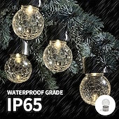 preiswerte Landschaftslichter-Weihnachts-Solarleuchten für den Außenbereich aus gesprungenem Glas, Solar-Gartenleuchten, wasserdichte LED-Hängekugelleuchten für Weihnachtsdekoration im Außenbereich, Garten und Terrasse