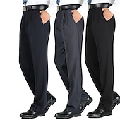 お買い得  スリム-男性用 スーツ ズボン カジュアルパンツ プリーツパンツ ポケット 平織り 履き心地よい ウォーム 結婚式 ビジネス カジュアル レトリ／ヴィンテージ クラシック ブラック ブルー ハイウエスト 伸縮性あり