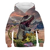 baratos Animais 3D do Menino-Infantil Para Meninos Moletom Dinossauro Manga Longa Outono Inverno Ativo Moda Algodão Casual