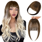 economico Frange-clip in frangetta per le donne 100% estensioni dei capelli frangetta francese frangetta con le tempie posticci clip su frangetta francese frangetta piatta clip frangetta curva per l&#039;uso quotidiano