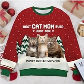 abordables Disfraz de animal navideño-Hombre Animal Perro Estampados Sudadera Sudadera Pull-over Manga Larga Camisa de entrenamiento Cuello Barco Ropa de calle Design Básico Impresión 3D Navidad Diario Deportes Estampado Primavera &amp; Otoño