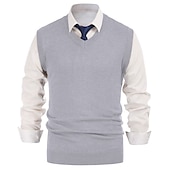 abordables suéter de los hombres-Hombre Chaleco suéter Sueter de lana Pull-over Tejer Escote en V Profunda De Punto Color sólido Escote en Pico Básico Elegante Ropa Invierno Otoño Negro Vino M L XL