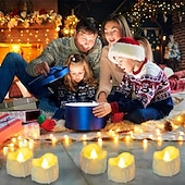 levne Vánoční osvětlení-12/24 ks svíček svítí led čajové svíčky blikající bezplamenná teplá bílá pro osvětlení halloween party 12x 24x dodáváno s baterií