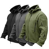 billiga Herrjackor och -rockar-herr varm militär taktisk jacka sport fleece huva jacka vinter äventyr jacka rockar utomhus vindtät flera fickor lätt jacka med hel dragkedja trenchcoat topp camping jakt fiske